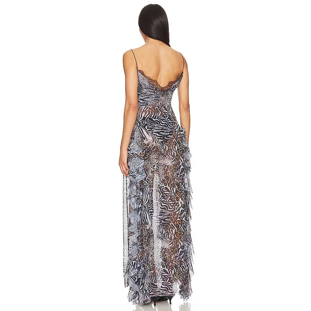 Bananhot Susan Dress Animal Print Lace Trim Maxi Revolve BANH-WD29 ML New - Picture 2 of 6